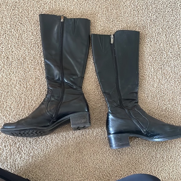 Paul Green Black Leather Knee High Boots Size 9.5 - Picture 5 of 6